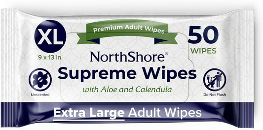 NorthShore Supreme Heavy-Duty Quilted Wipes, X-Large, 9 x 13 in., Pack of 50