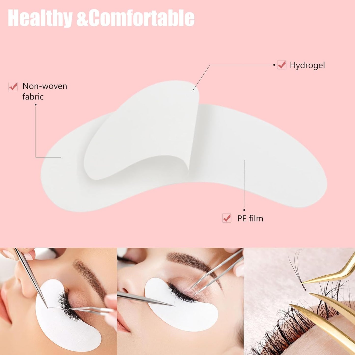50Pairs Eyelash Extension Gel Patches Kit Natural Hydrogel, Lash Gel Pads for Beauty Makeup Mask Kit Supplies Eye Mask Pads Beauty Tools (Purple)