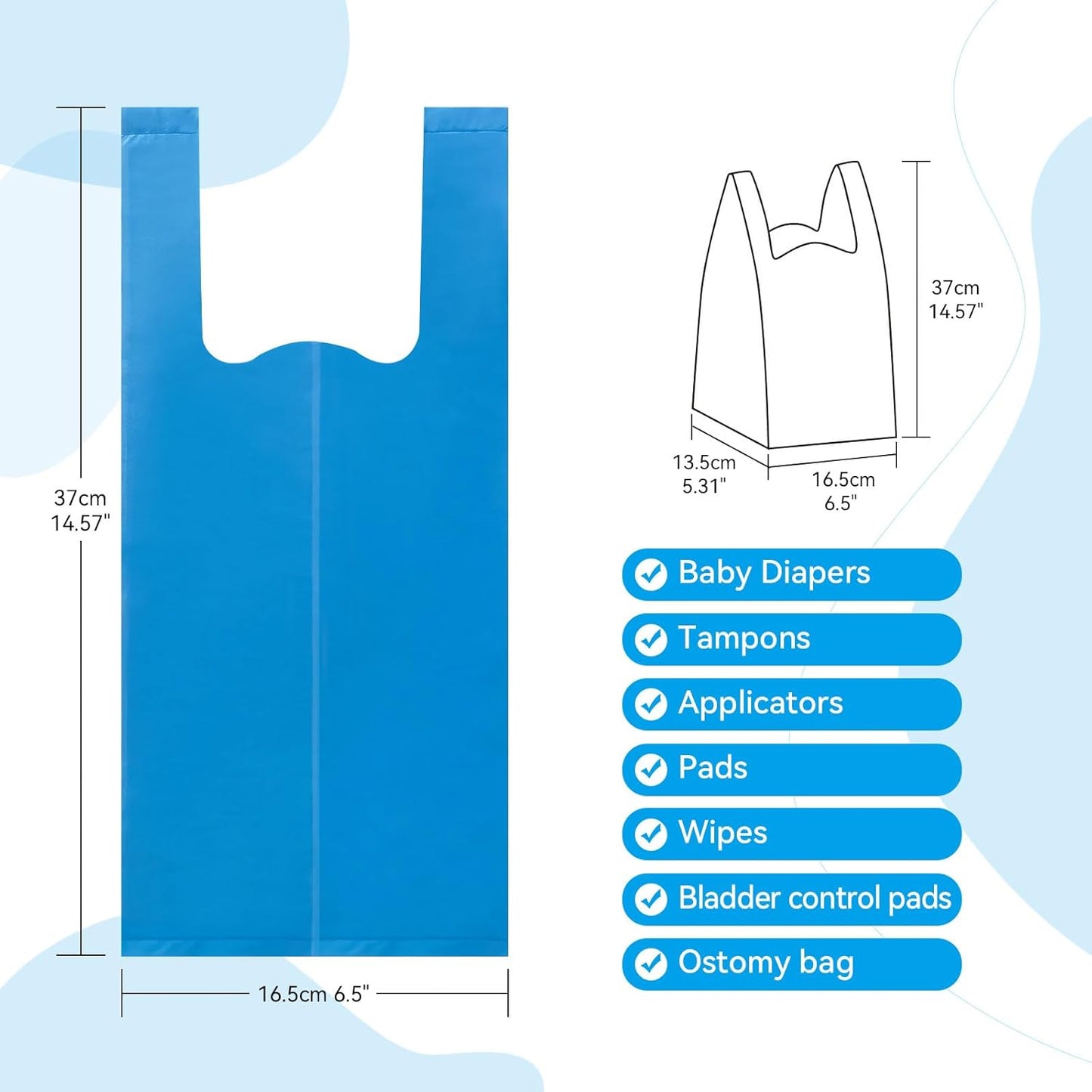 Personal Care Sanitary Disposal Bags (90 counts), Scented | for Sanitary Tampons, Pads, Liners, Wipes,Women Period Disposal | No Mess, Odor-Reducing,Hygiene Bags, Blue