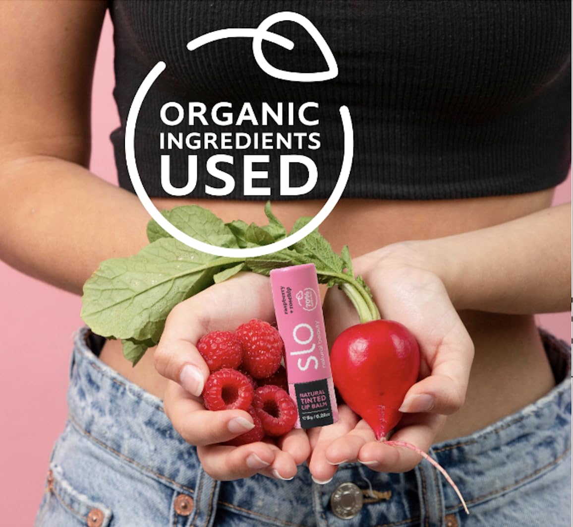 Slo | Natural Tinted Lip and Cheek Balm - All Natural Ingredients, Vegan & Cruelty Free, Hydrating & Soothing, Plastic Free, Paper Packaging | Cherry Blush, 0.28oz