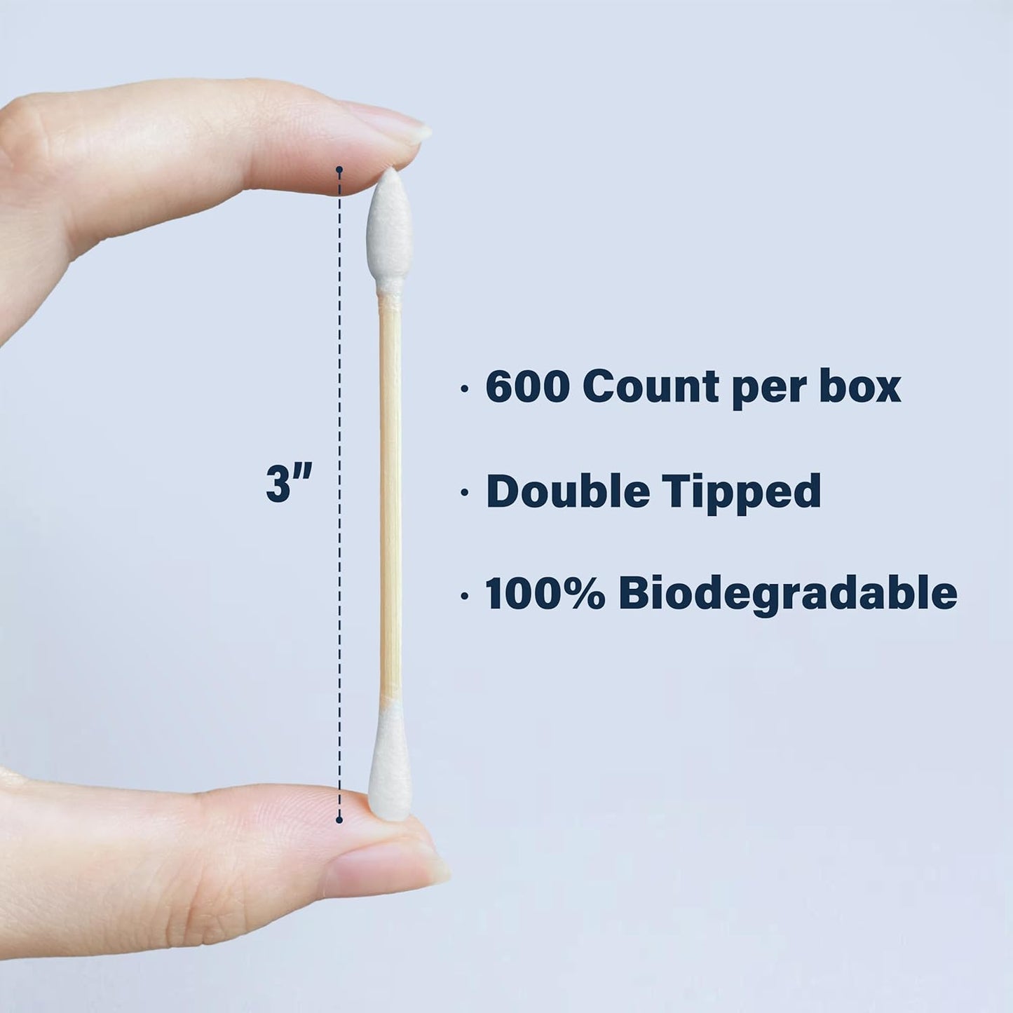 Bamboo Cotton Swabs 2400 Count/4 Box, One Pointed Tip and One Rounded Tip, Biodegradable Cotton Buds with Organic Bamboo Sticks, for Ear Wax Removal, Draw the Eyeliner, Nail Polish Touch-ups