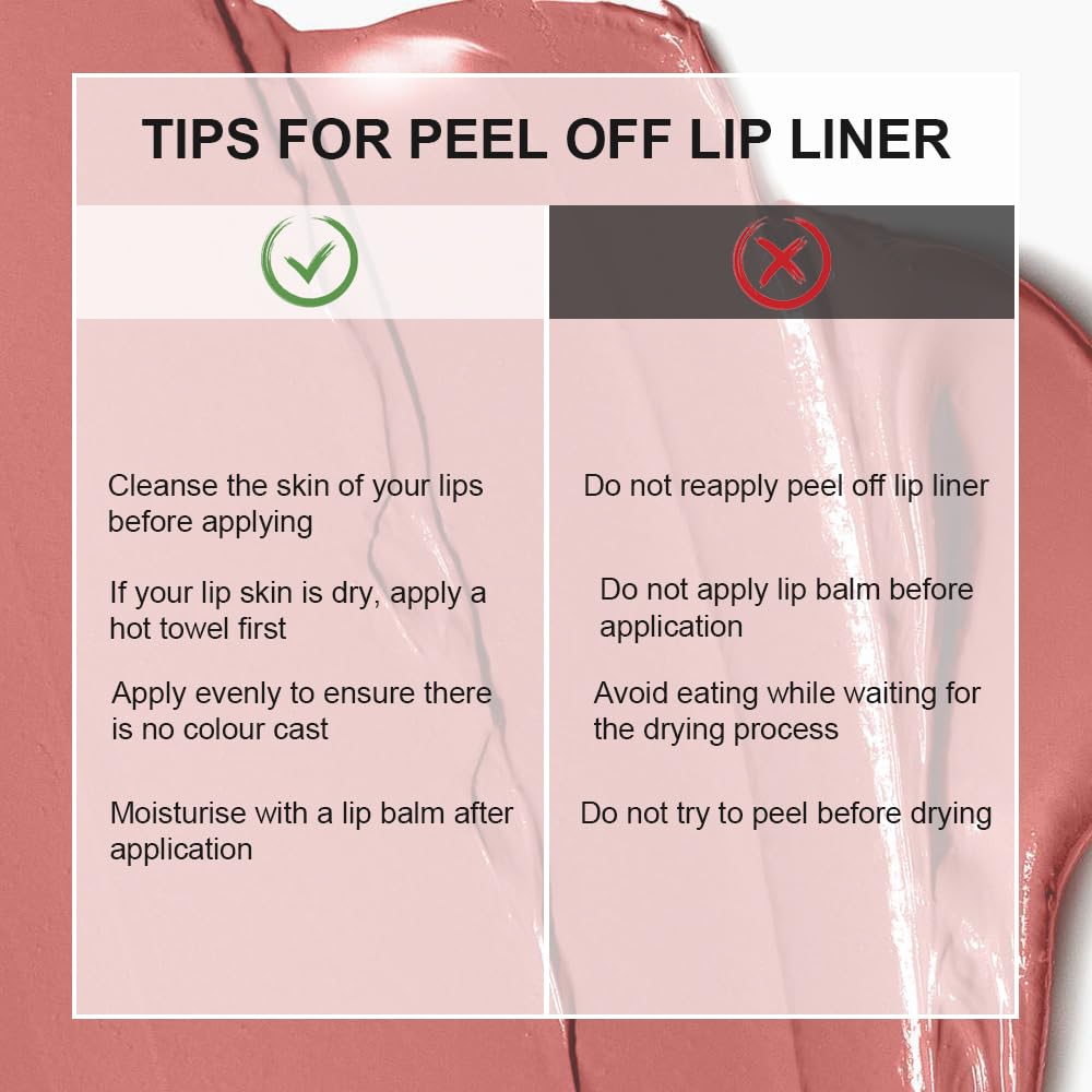 Peel Off Lip Liner Stains for Women, Long Lasting Waterproof Matte Finish Lip Tint Stains with Tweezer Kit, Transfer Proof, Easy to Use, Peel Off Liquid Lipstick for All Skin Types, #5 Light Brown
