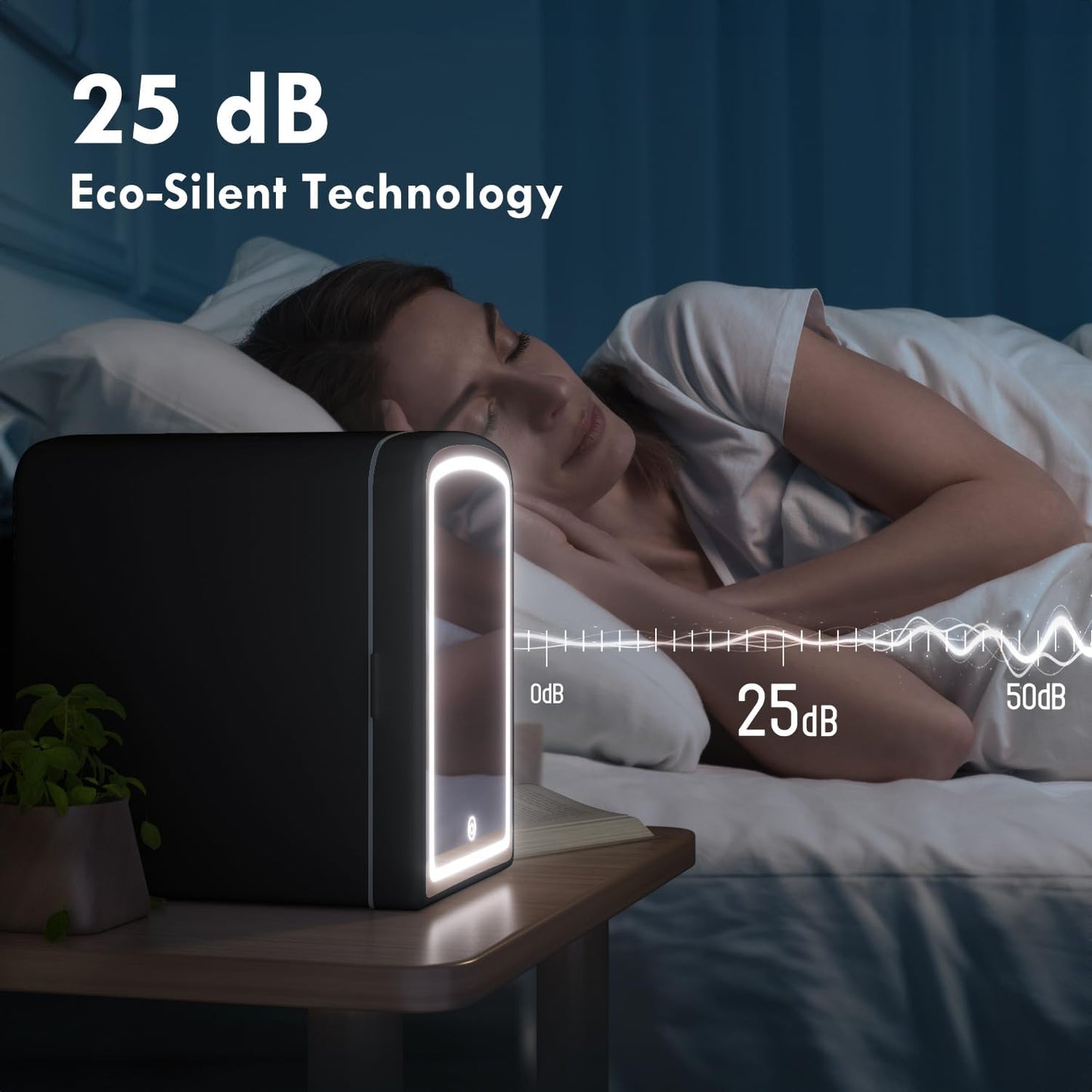 Mini Fridge for Skin Care, 4 Liter Portable Small Fridge with Dimmable LED Mirror, Hot or Cold Personal Beauty Refrigerator for Bedroom, Office, Car, Makeup(BLACK)