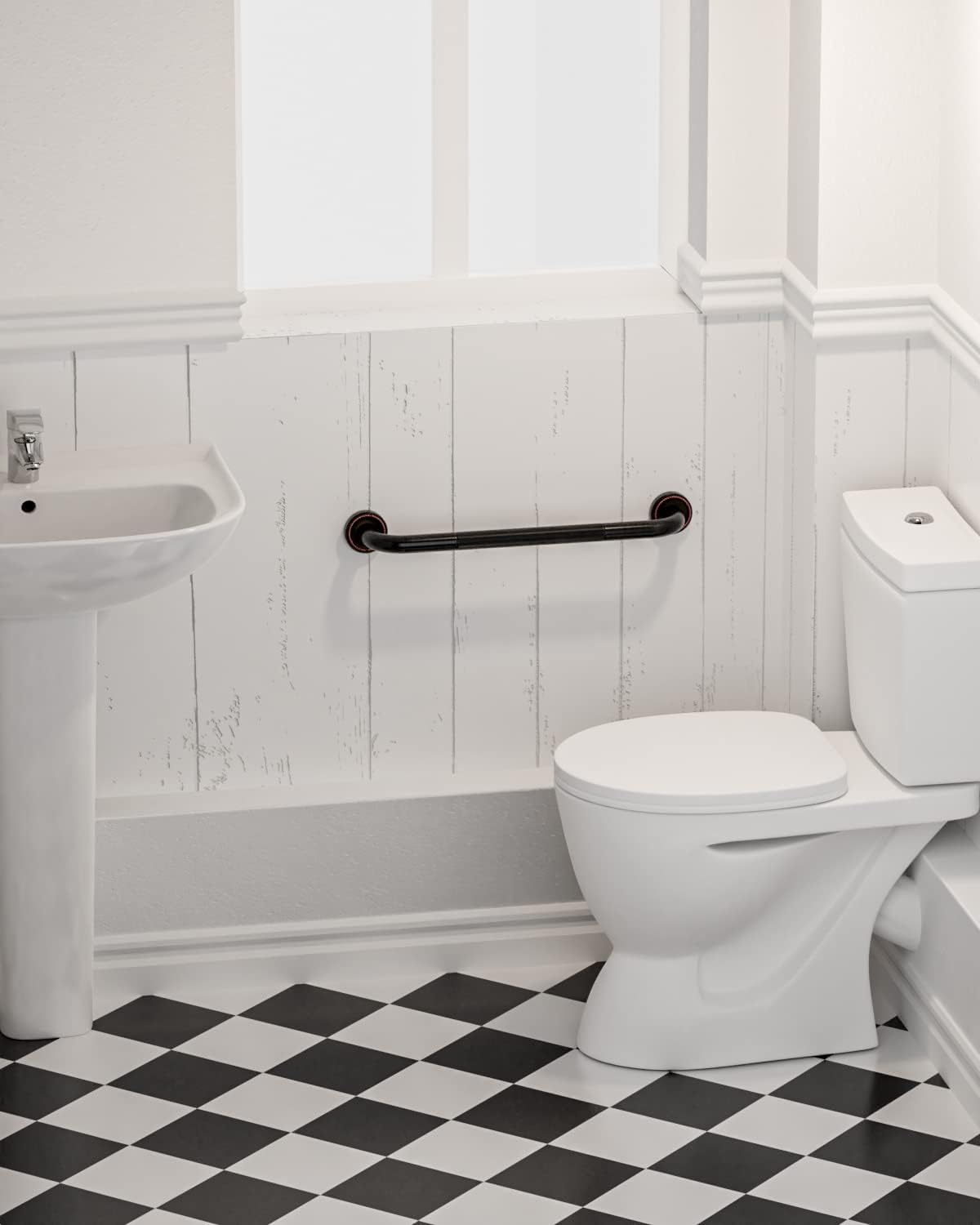 2 Pack 20 Inch Bronze Shower Grab Bar Matte Black, Munzong Antique Brass Bathroom Grab Bar w/Anti-Slip Knurled Grip, Bathroom Balance Bar, Safety Handrail Support, Injury Elderly Senior Assist Handle