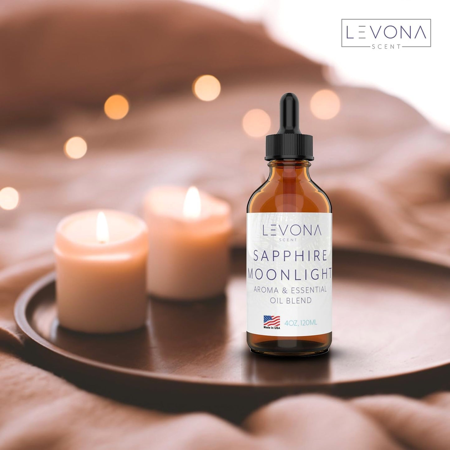 Levona Scent Essential Oils - Scents for Home, Hotel & Office Use - Perfect for Home Diffuser & Humidifiers - Aroma Fragrance Oil, Ideal for Massage, Relaxation, and Spa - Sapphire Moonlight, 120ml