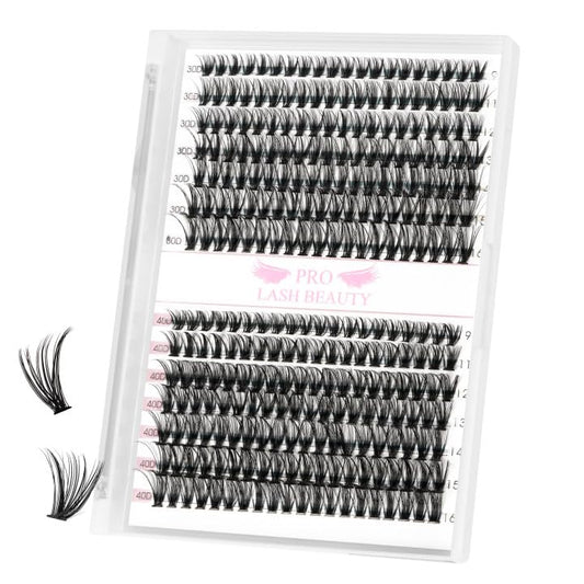 Individual Lashes 280 Pcs 30D+40D Mixed Lash Clusters 14 Rows that Look Like Eyelash Extensions DIY Lash Extension Self Application At Home (30+40-D-9-16mix)