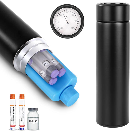 Bogush 60H Insulin Pens Cooler Travel Case Temp Display Medication Cooler for Travel TSA Approved Medicine Cooler Medical Diabetic Travel Cooler Bag Epipen Carry Case,Black