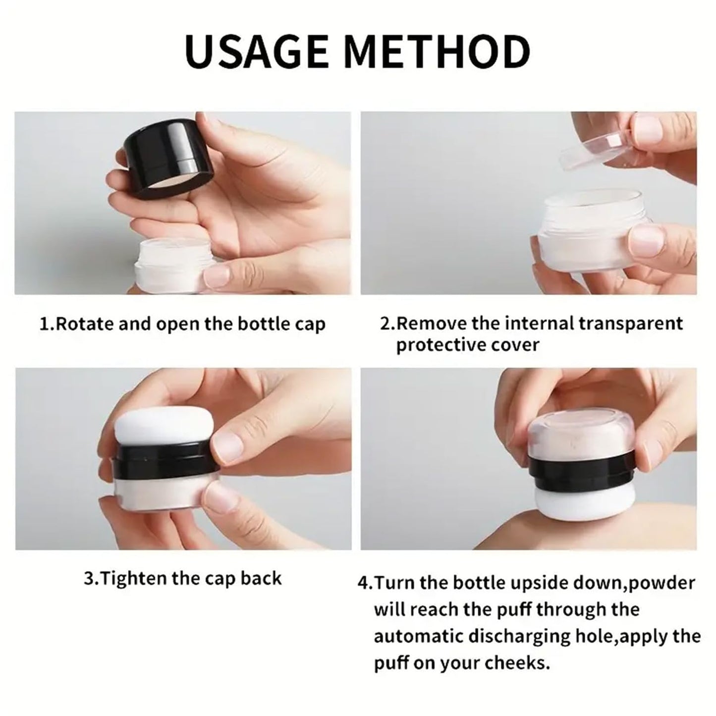 Setting Powder Lightweight Loose Powder Finishing Powder Long-Lasting Face Powder Waterproof with Soft Mushroom Powder Puff & Mirror-3 Colors