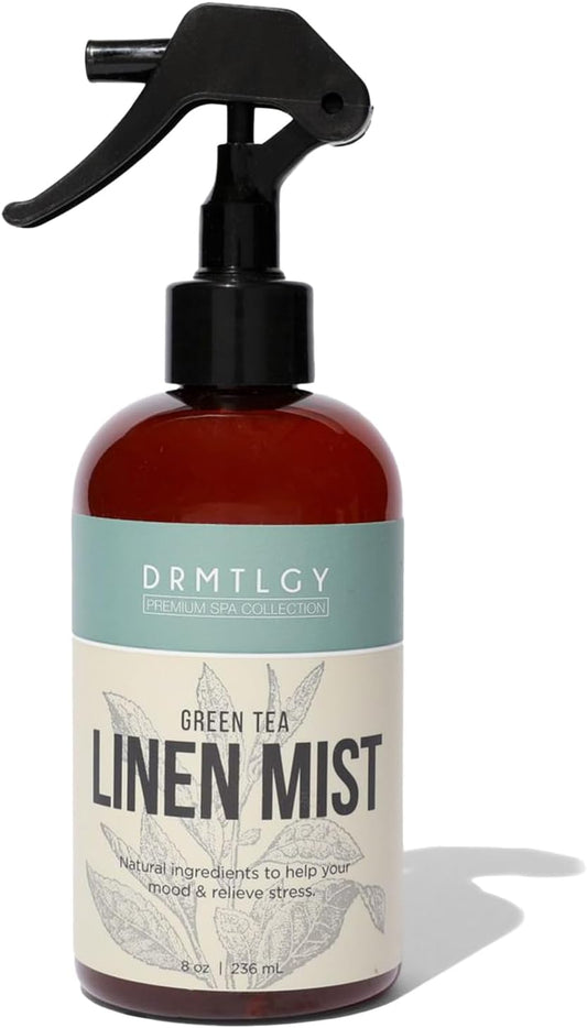 DRMTLGY Natural Green Tea Linen and Room Spray. Pure Essential Oils for a Pillow Spray, Linen Mist, and Fabric Spray. Aromatherapy Spray for Relaxation and Sleep, 8 oz