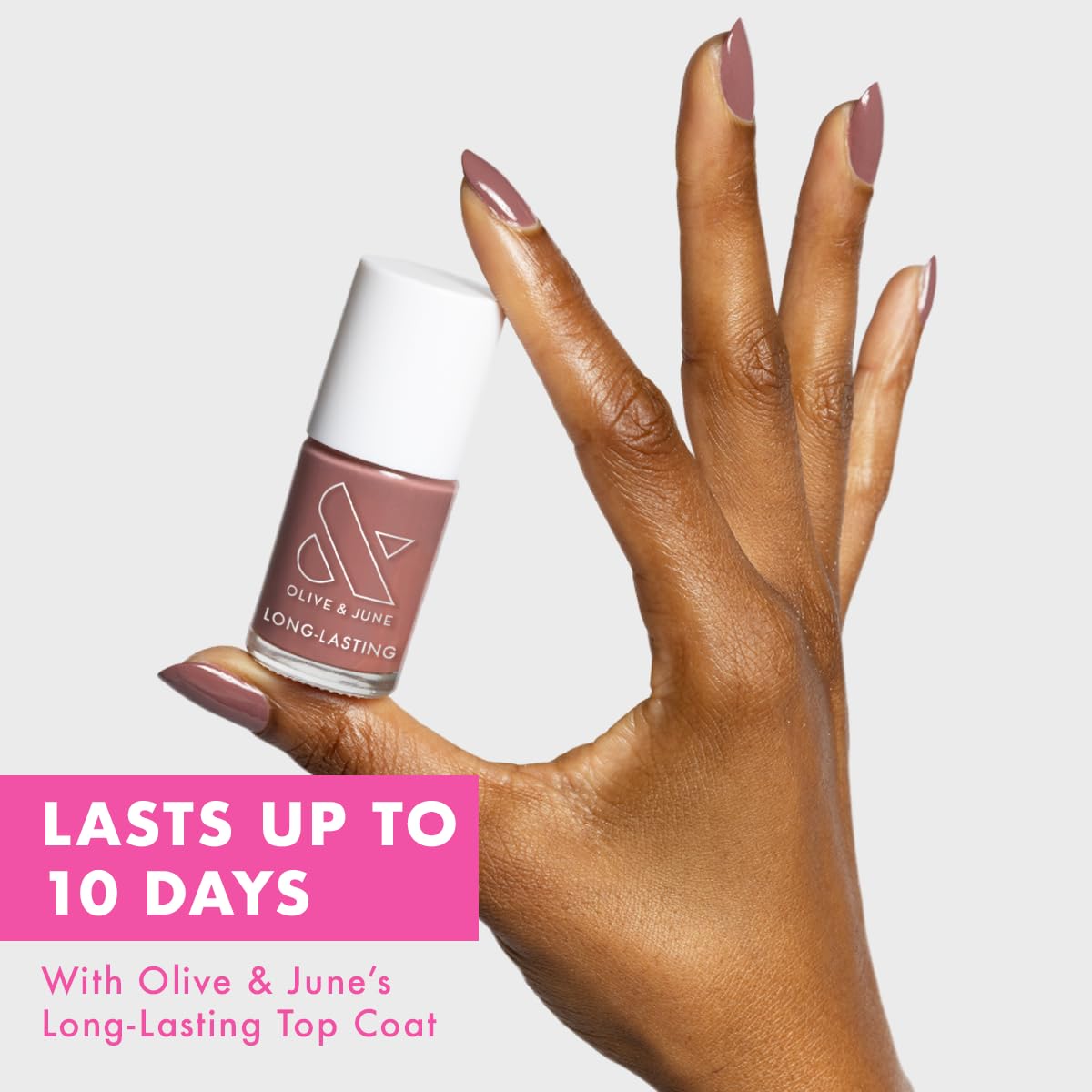 Olive & June Long Lasting Nail Polish | Plump Gel-Like Finish No Lamp Needed | Lasts up to 10 days | Salon-Quality Color at Home | 15-Free Vegan Cruelty-Free Chip-Resistant Shine |Shacket Rose Neutral