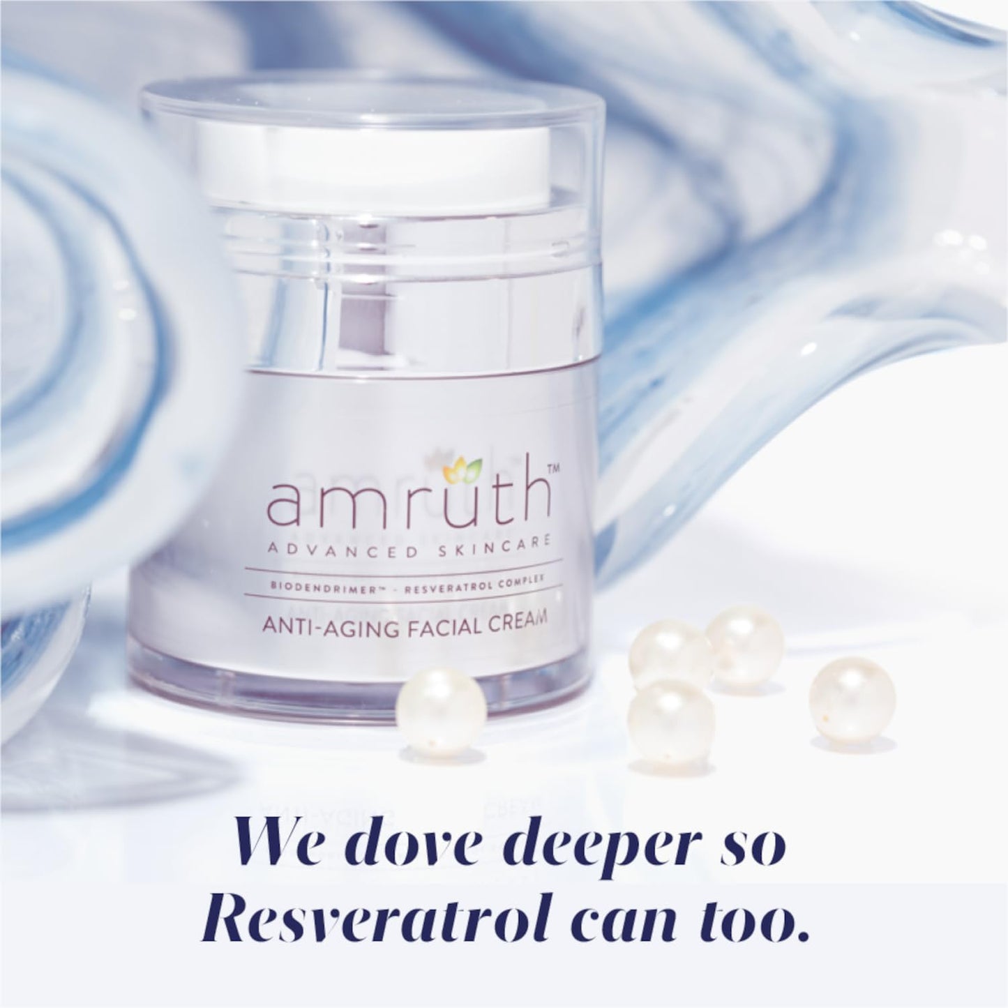 Amruth Resveratrol Daily Anti-Aging Facial Cream, 1oz Jar with Pump, Lightweight, Firms and Nourishes Skin, Smooths Appearance of Fine Lines and Wrinkles