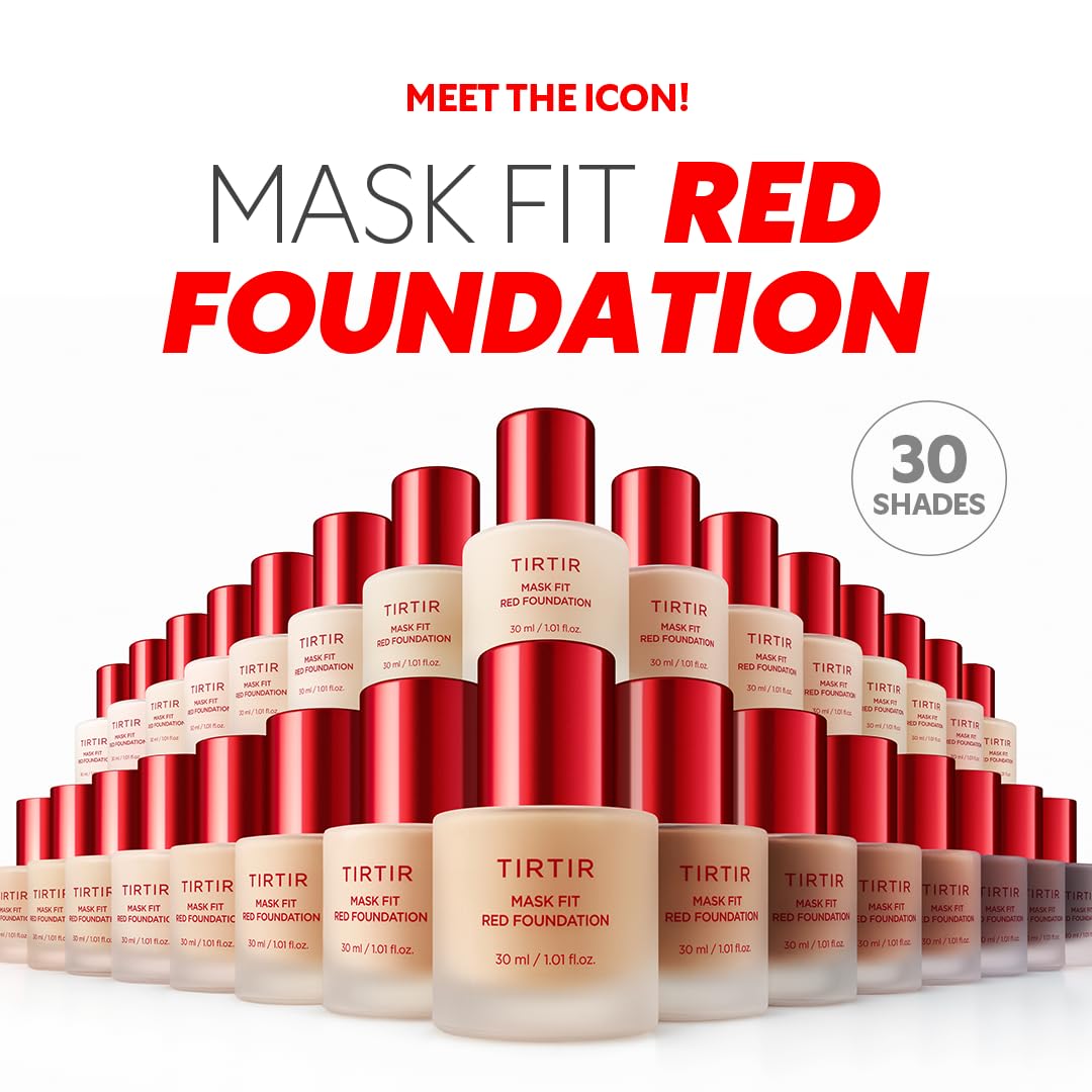 TIRTIR Mask Fit Red FoundationㅣLong Lasting Flawless Coverage, Energy Essence, Lightweight, Hydrating, Pore-Blurring, Breathable Satin Finish, Makeup, Radiant Skin, #25C Cool Taupe, 1.01 Fl Oz