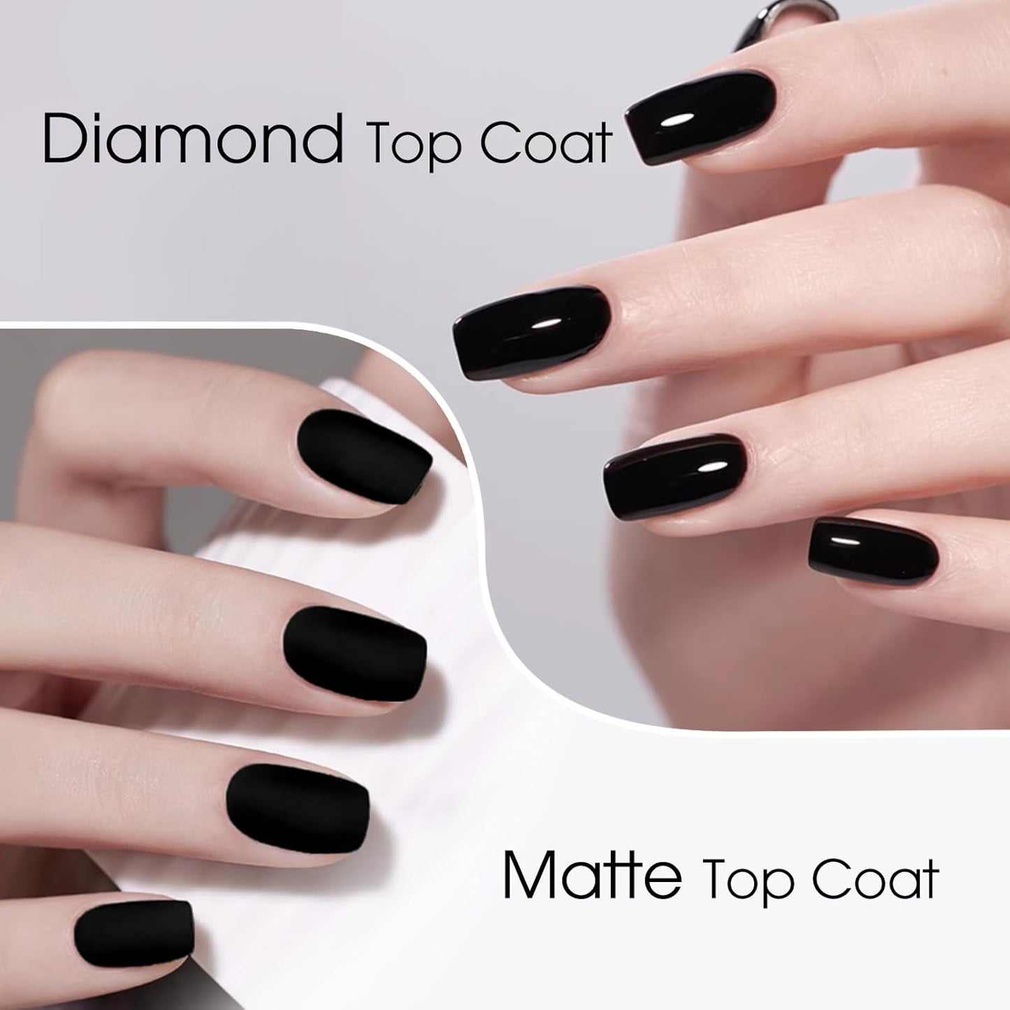 VENALISA 3 Pcs No Wipe Glossy and Matte Gel Top Coat and Base Coat Set for Gel Nail Polish- High Gloss Base Matte & Shiny Top Coat Kit, Soak Off Nail Art Home and Professional Manicure