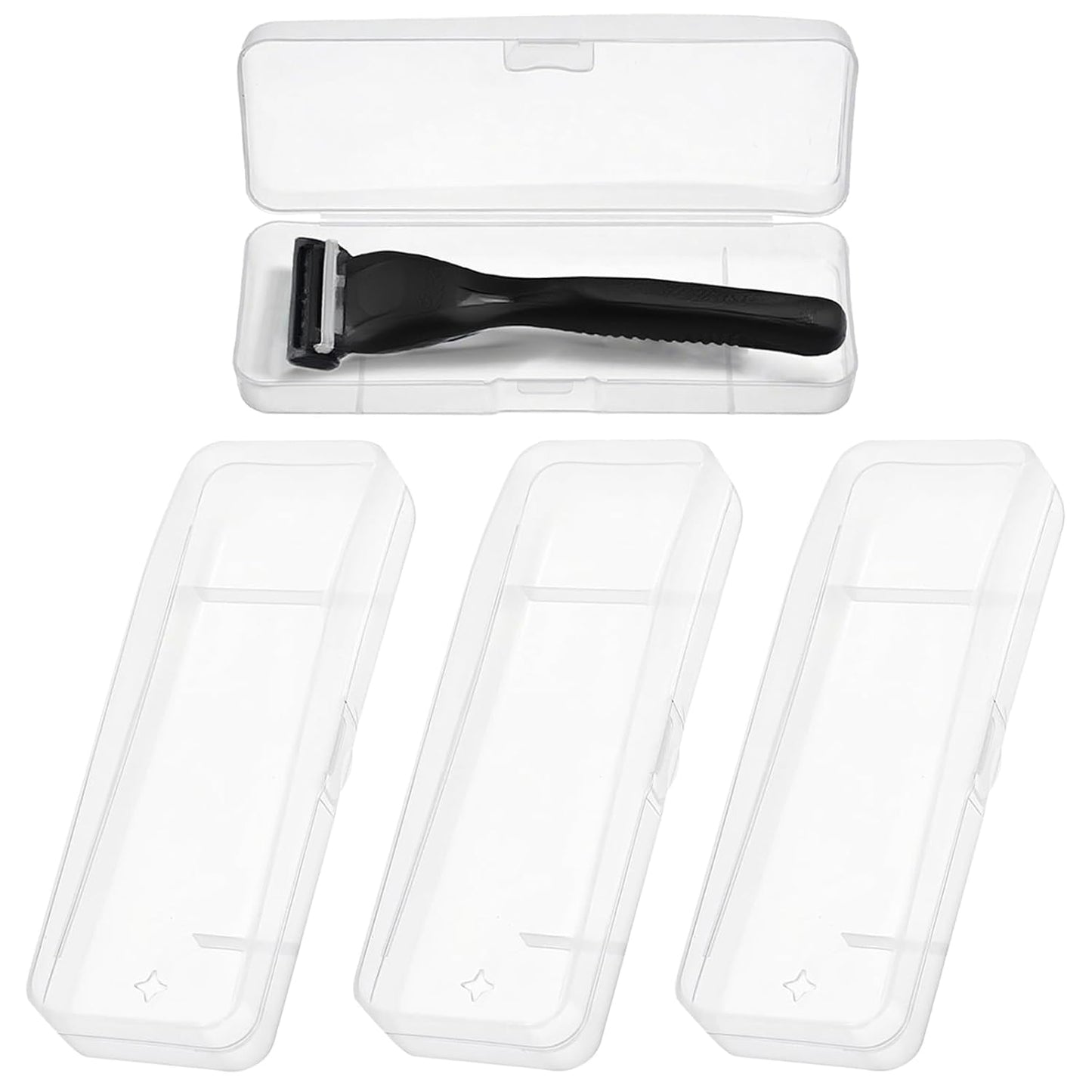 4 Pack Travel Manual Razor Case - Clear Plastic Shaver Storage Box Holder Razor Protector for Men's Manual Razors & Blade Refills, Portable Universal Protector Organizer (Transparent)