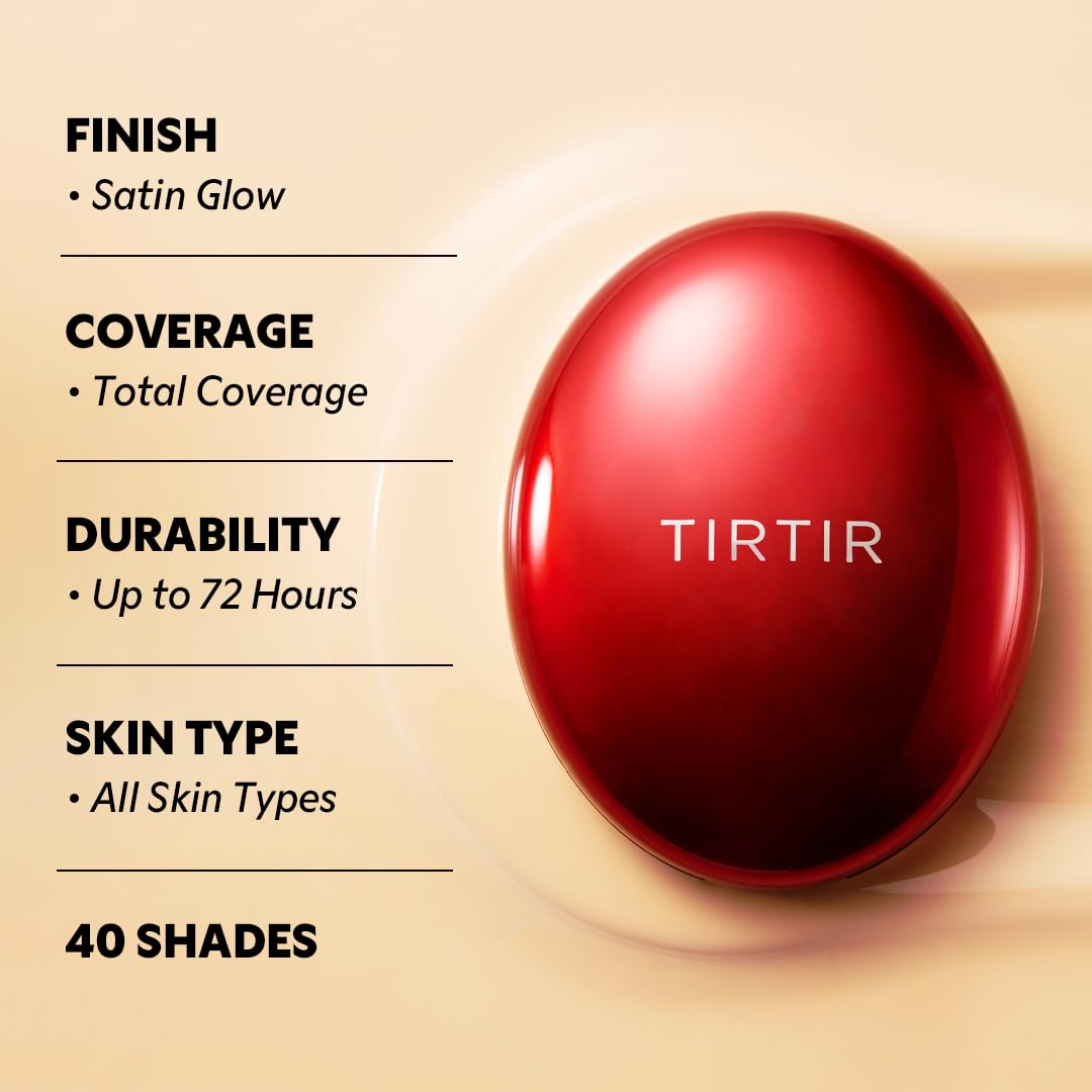 [*Mini Size*] TIRTIR Mask Fit Red Cushion Foundation | Full coverage, Weightless, Skin fit, Satin Glow Finish, Korean Makeup, beauty, Tattoo cover up, Buildable (#17N Vanilla, 0.15 Fl Oz)