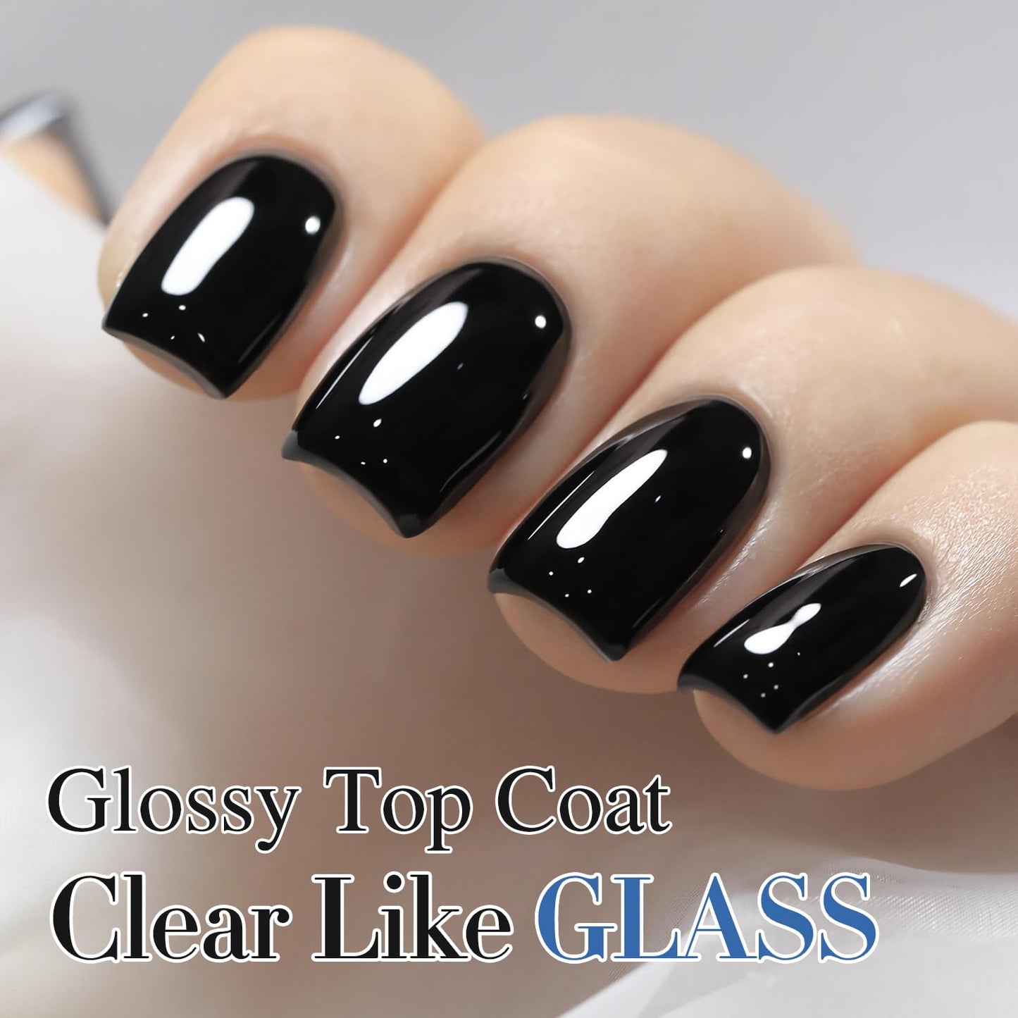 Double Rhythm 15ML No Wipe Gel Top Coat Base Coat Iridescent Glitter Shimmer 2 in 1 Nail Polish Soak Off Manicure DIY Home Salon (Clear)