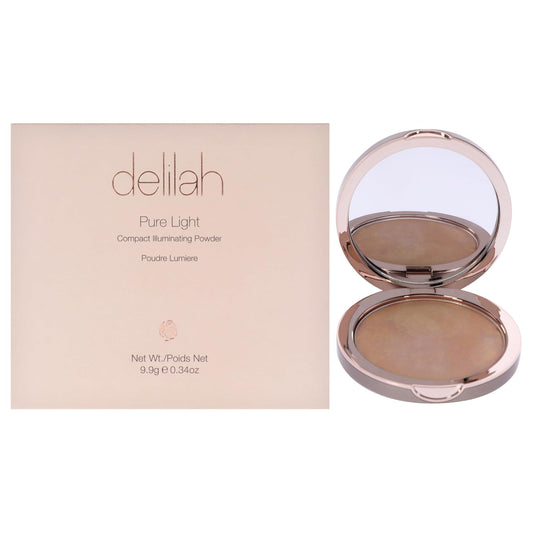 delilah - Pure Light Compact Illuminating Powder - Aura - Lightweight, Long Lasting, Loose Setting Powder Face Makeup For Brightening And Radiant Finish - Light Coverage - Vegan - Cruelty No-0.34 oz