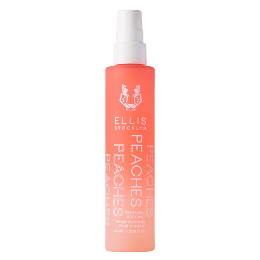 Ellis Brooklyn PEACHES Hair And Body Fragrance Mist - Fruity Floral Perfume Mist For Women with Sweet Peach, Rosebud, & Sandalwood, Vegan Perfume Made In The USA, 100ml 3.38 Fl Oz