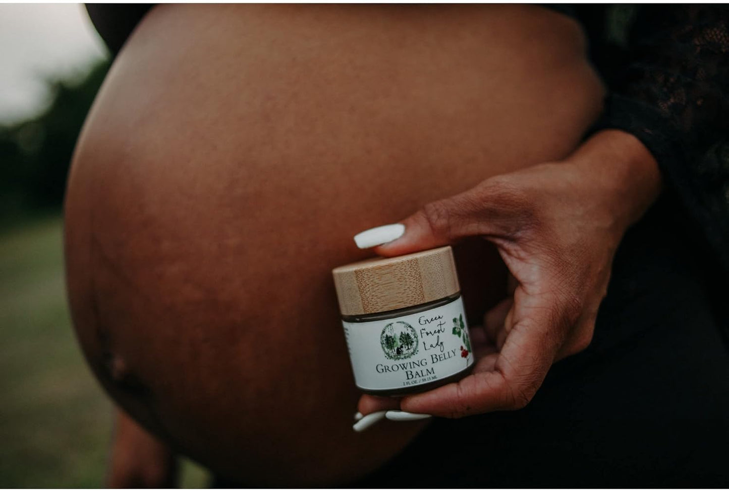 Green Forest Lady-Organic Growing Belly Balm to Support Skin as it Stretches in Pregnancy | Improves Elasticity | Moisturizes Skin | Soothes Itching | 2 FL. OZ./59.15 ML.
