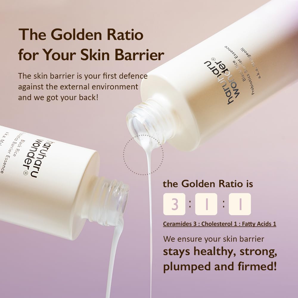 haruharu Wonder Black Rice Probiotics Barrier Essence & Black Rice Hyaluronic Toner for Sensitive Skin Set