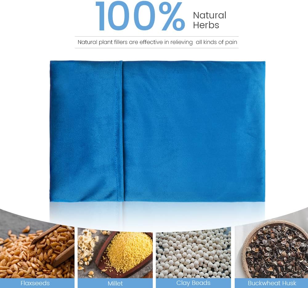 Heating Pad Microwavable with Washable Cover, 8 x 12 Multipurpose Microwave Heating Pad for Neck and Shoulders, Moist Heat Bean Bag Warm Compress for Knee, Muscles, Joints, Wrist (Light Blue)