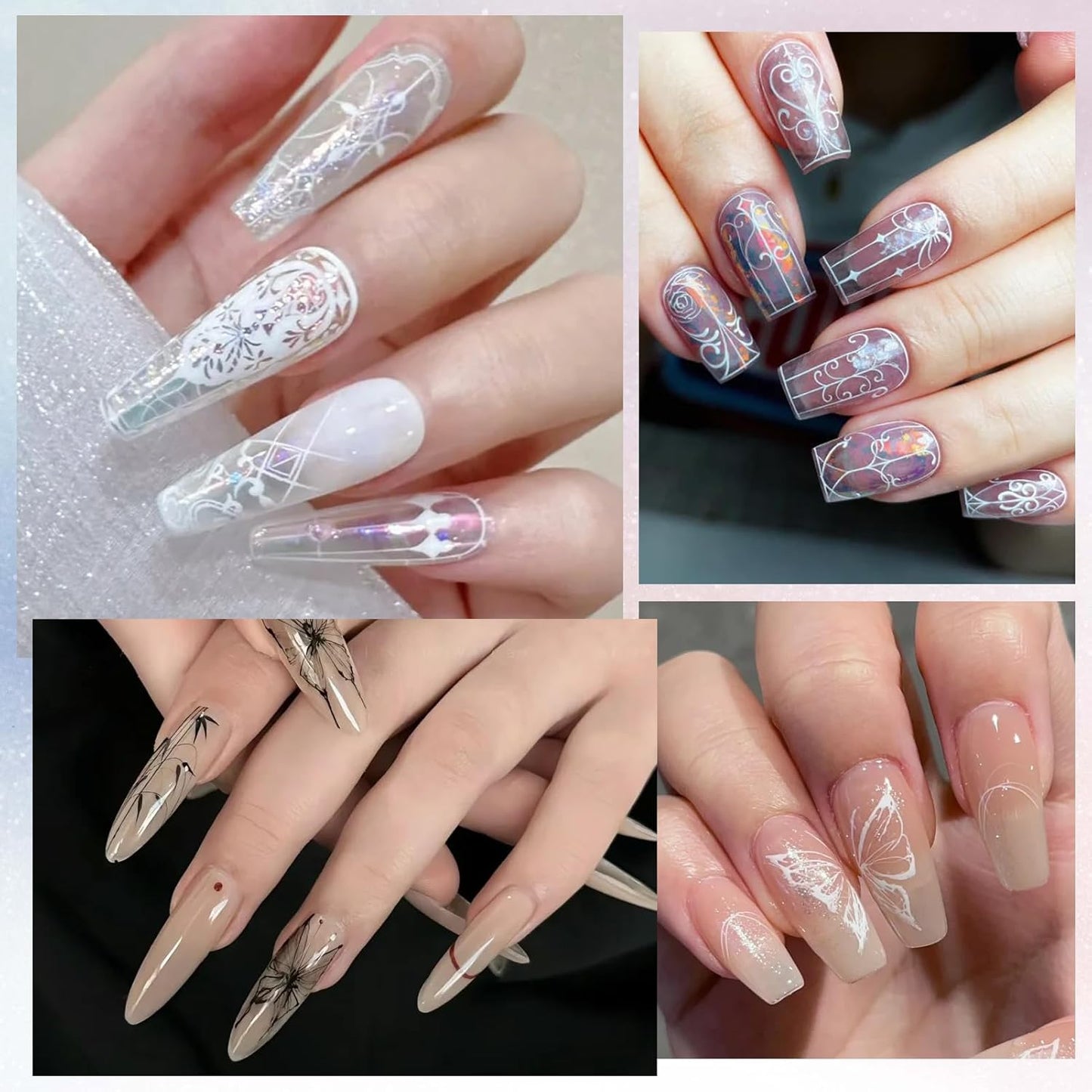 BORN PRETTY Stamping Temeplates Set,Butterfly Necklace Leopard Print Theme Nail Image Plates Nail Art Stamping Plate Manicuring DIY Printing Tools 4PCS