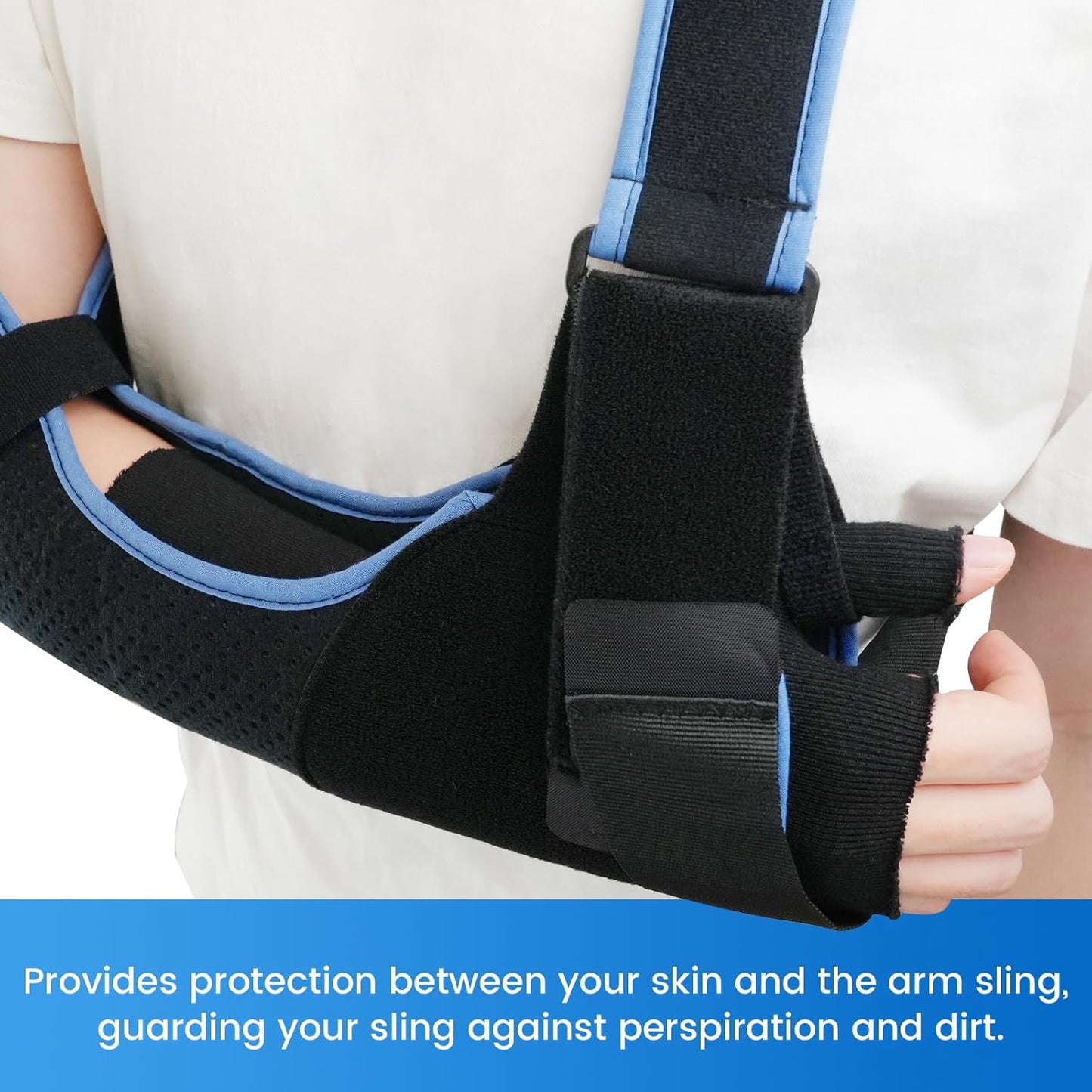 Velpeau Hand Socks for Splint (Pack of 10), Elastic Cotton Stockinette Tubing for Arm, Wrist Brace with Thumb Spica Liner, Gauze Sleeve, Under Cast Wrap, Arm Cover for Men and Women (Black, Firm Version, S)