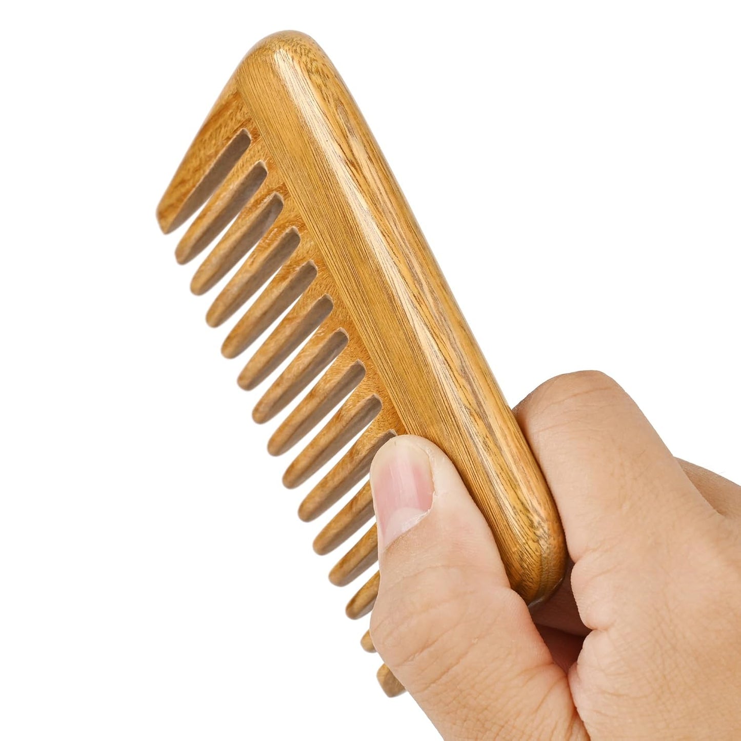 Onedor Handmade 100% Natural Green Sandalwood Hair Combs - Anti-Static Sandalwood Scent Natural Hair Detangler Wooden Comb (Wide Tooth Mini Pocket Comb)