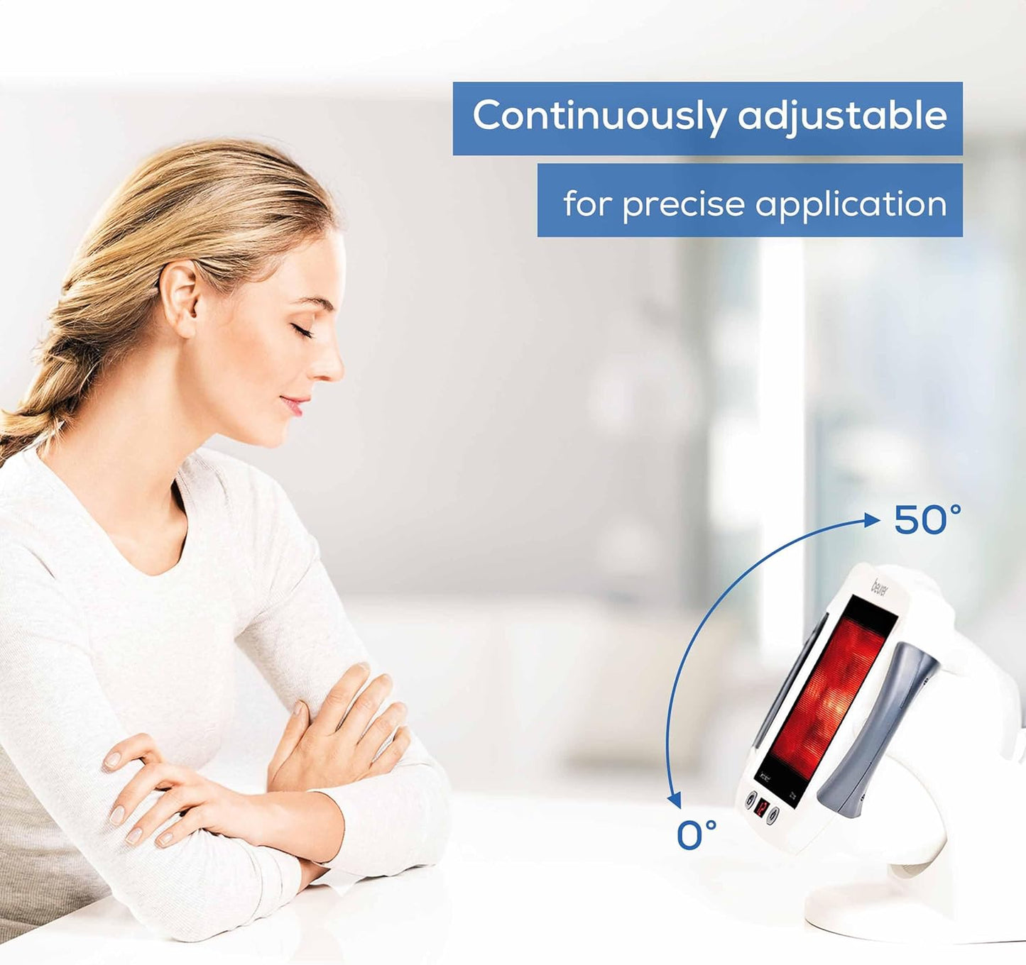 Beurer IL50 Infrared Heat Lamp Heated Red Light Therapy Lamp for Body, Face, Sinuses, & Skin - Effective Muscle Pain & Cold Relief Treatment by Improving Blood Circulation