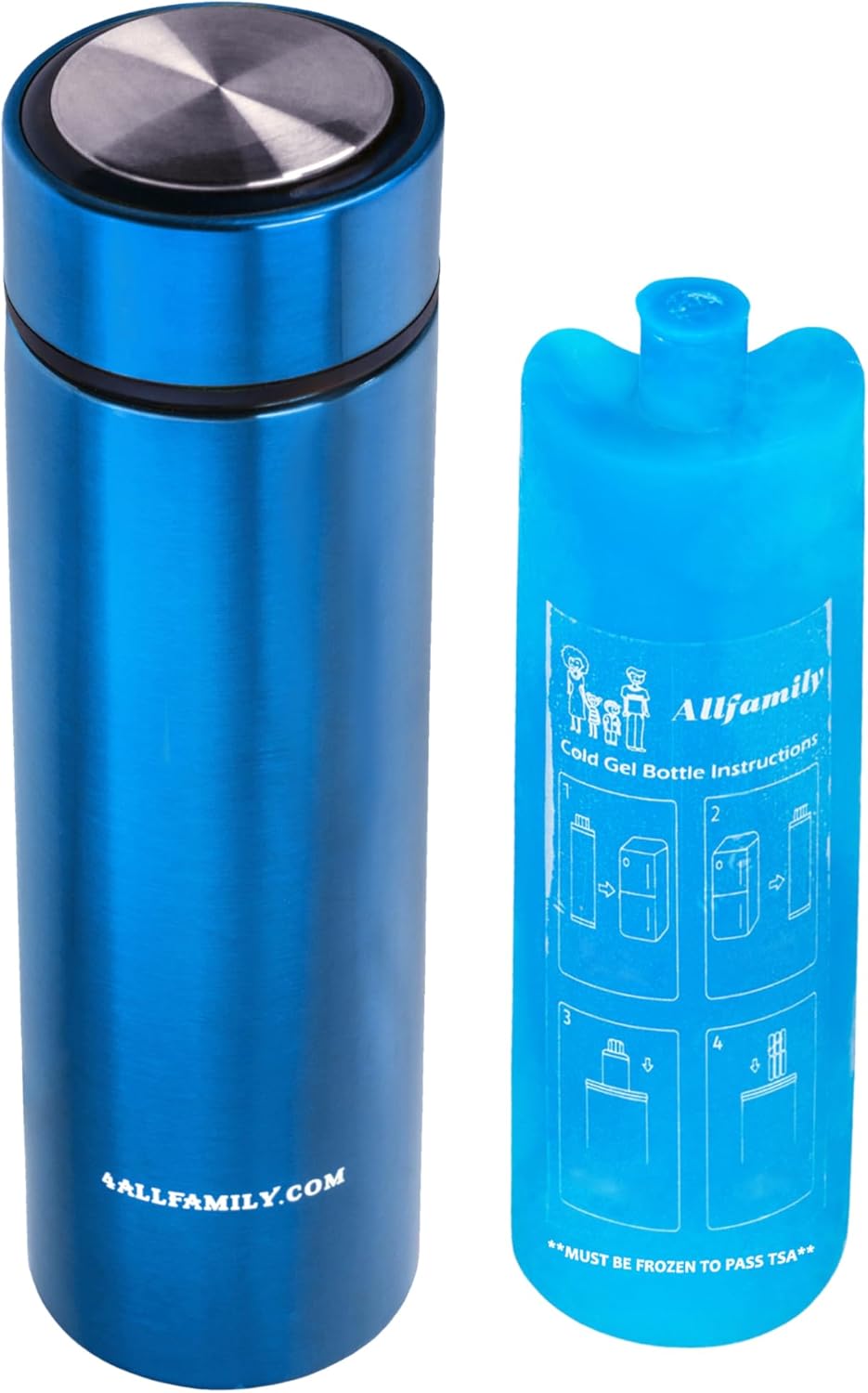 4ALLFAMILY Nomad Insulin Travel Case Cooler – 48H Non-Electric Insulin Cooler Travel Case TSA Approved with Lightweight Design – Air Traveling Friendly, Reusable Medium Blue Thermo for Medications