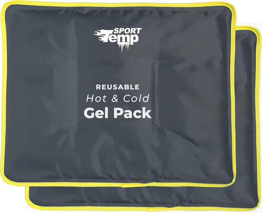 Hot & Cold Reusable Gel Packs (Large, 2 Pack) Flexible Soft Compress - Ice & Heat Therapy for Injuries, Back, Shoulder, Hip, Knee, Joint Pain, Swelling, Bruises, Post Surgery - Sport Temp