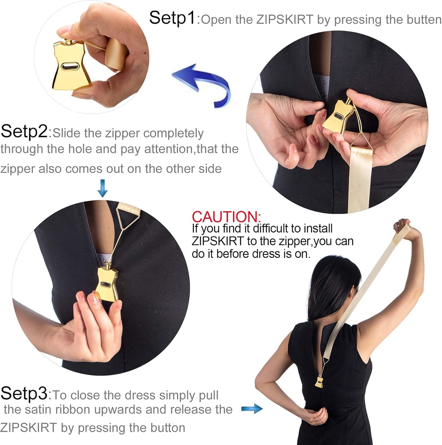 Zipper Helper, Easy Zip Up Dress Assistant - Works on Multiple Zipper Types, Firm Grip