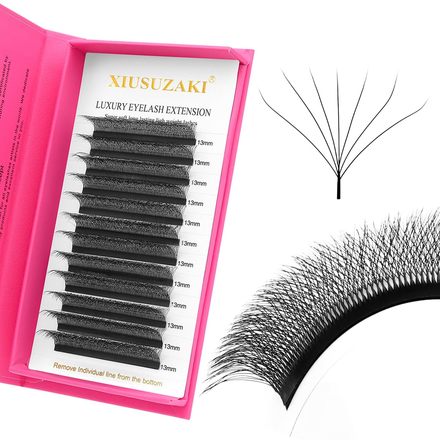 W Lash Extensions Supplies 7D Eyelash Extensions W Shape 0.07mm Thickness C Curl 9mm Premade Fans Easy Fan Lashes Volume Matte Black 12 Rows Crisscross Eye Lashes(W-7D-0.07-C,9mm)