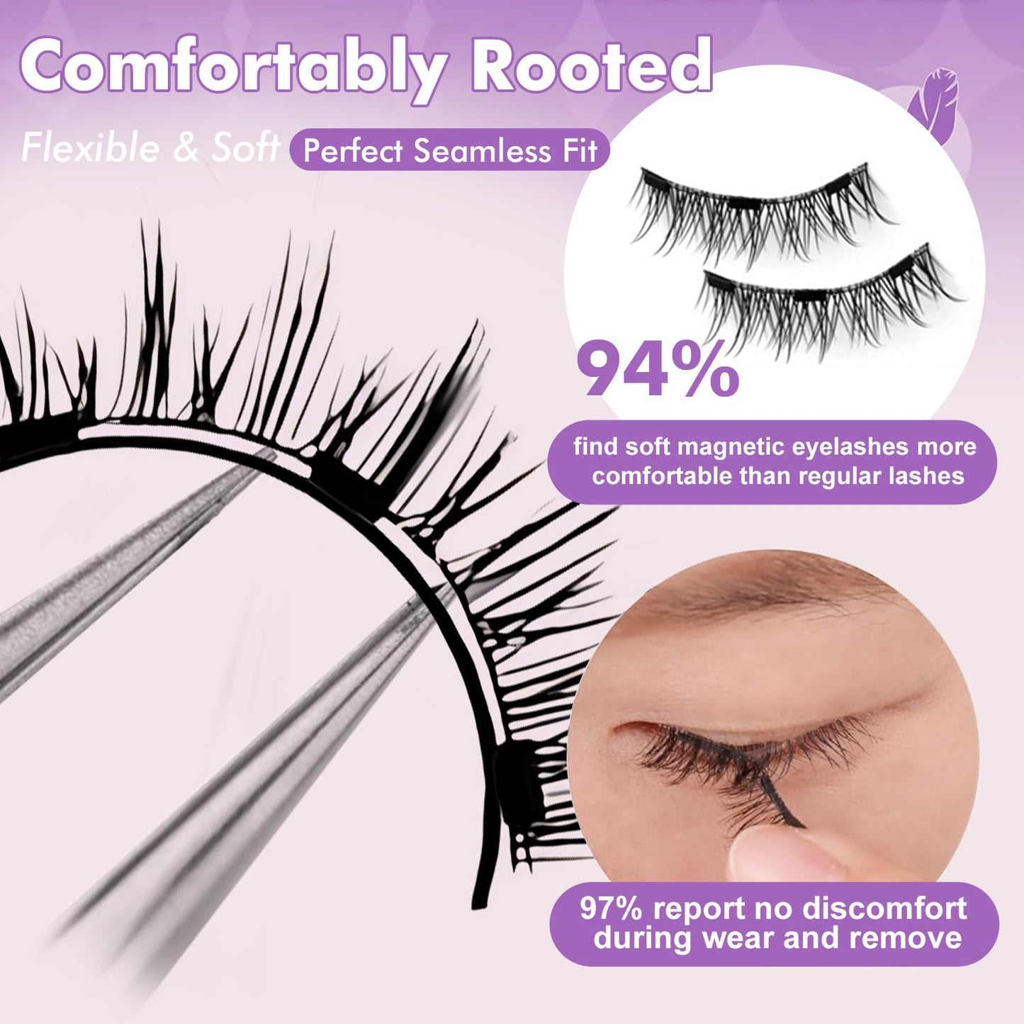 Elara Craft Magnetic Eyelashes with Applicator, Magnetic Eyelashes Natural Look,Reusable Magnet Lashes No Glue Needed Soft Lashes Kit(Simple+Simple)