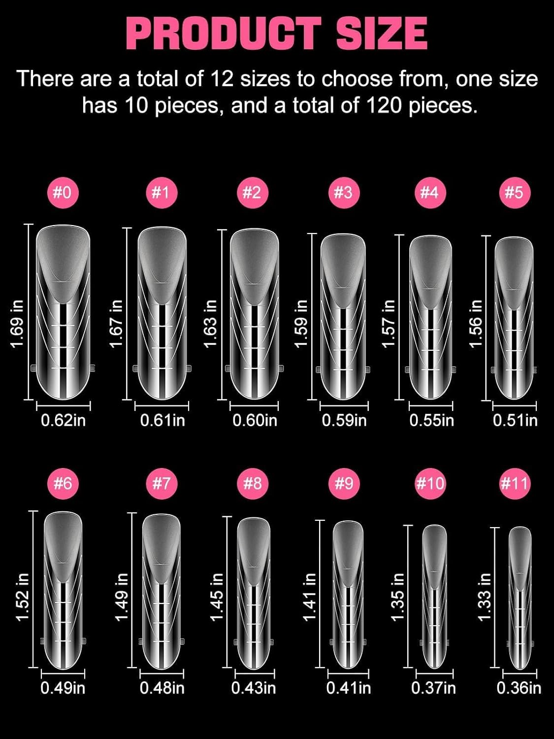 EBANKU Dual Forms for Poly Nail Gel 120CS Ballerina Dual Nail Forms Molds Acrylic Nail Tips Full Cover 12 Sizes for Builder Nail Gel Manicure Nail Art Design Salon DIY at Home