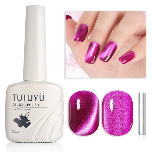 Purple Cat Eye Gel Nail Polish - Perfect for DIY at Home & Ideal Gift for Nail Art Lovers!