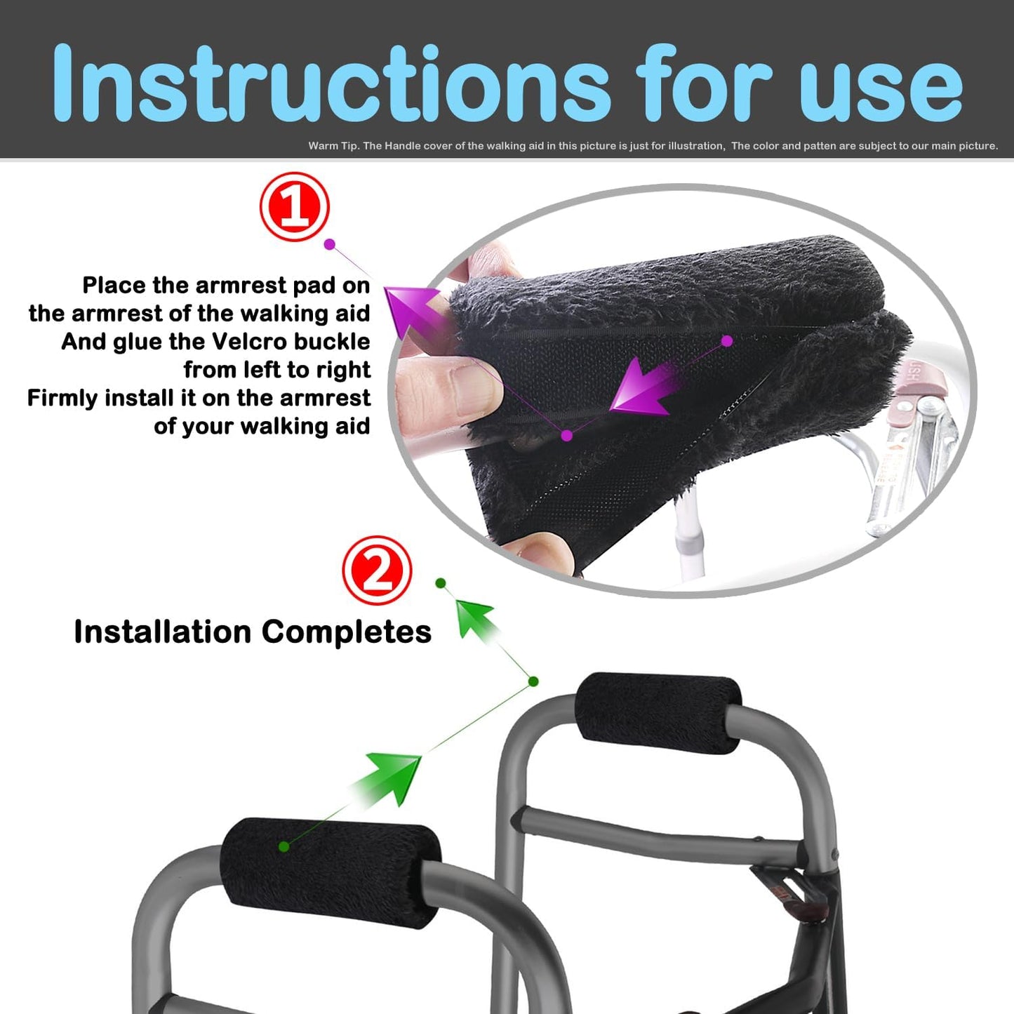 Walker Handle Pads Walker Handle Cushions Walker Padded Hand Grip Covers Mobility Aid (WH2501B)