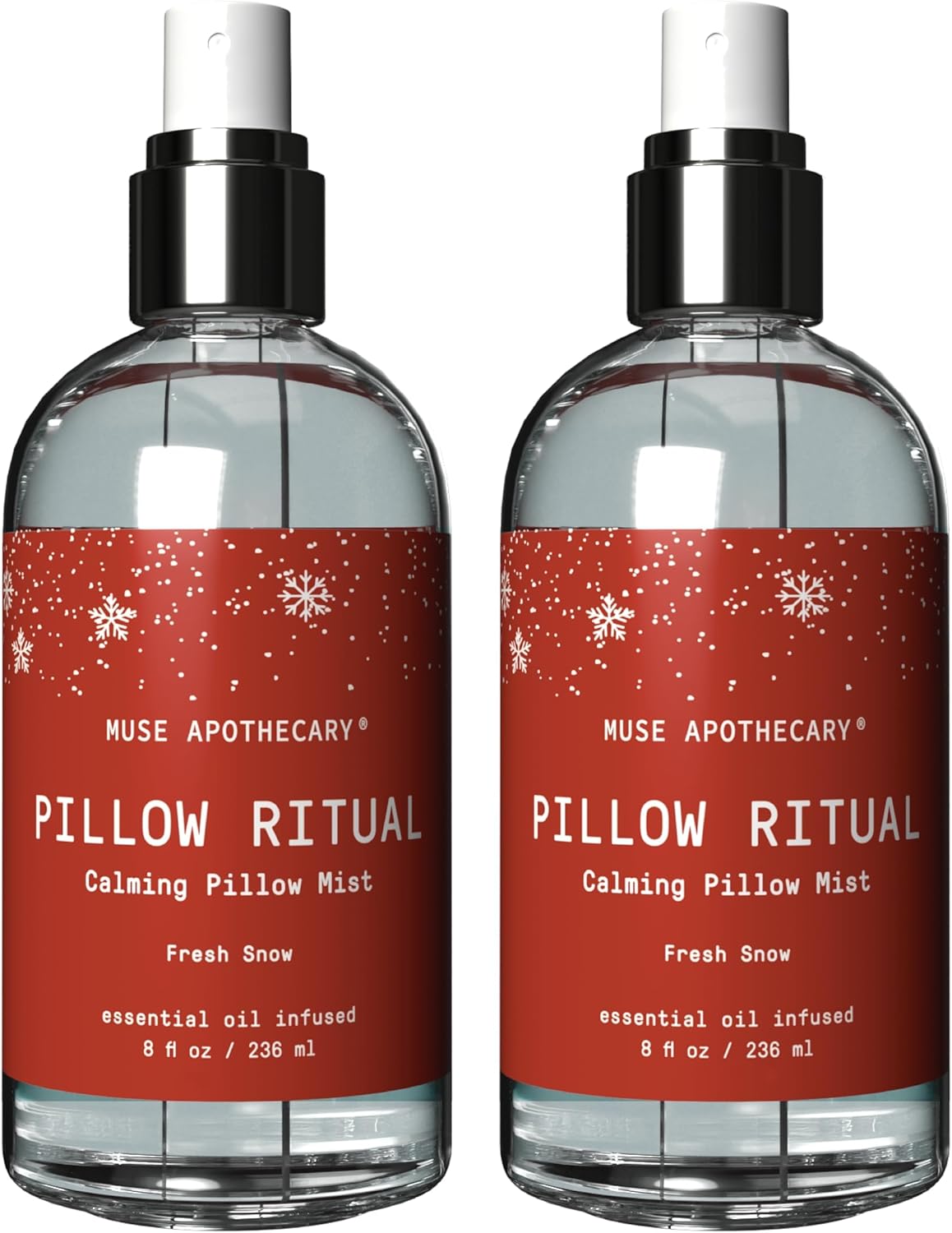 Muse Apothecary Pillow Ritual - Aromatic, Calming and Relaxing Pillow Mist, Linen and Fabric Spray - Infused with Natural Aromatherapy Essential Oils - 8 oz, Fresh Snow, 2 Pack