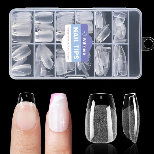 Short Coffin Nail Tips: 240PCS Pre-shaped Clear Gel Nail Tips Coffin Short, 12Sizes Acrylic Full Cover Fake Press on Nails for Nail Extension DIY Salon