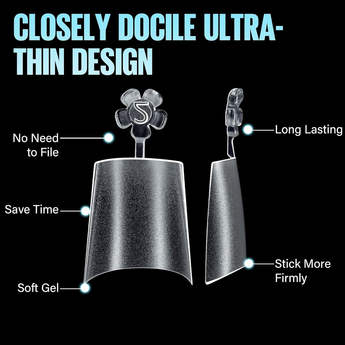 TOMICCA Short Coffin Nail Tips, 510Pcs Acrylic Half Cover Nail Tips, 12 Sizes No C Curve Full Matte Gel Nail Extension Tips for Beginner and Professional