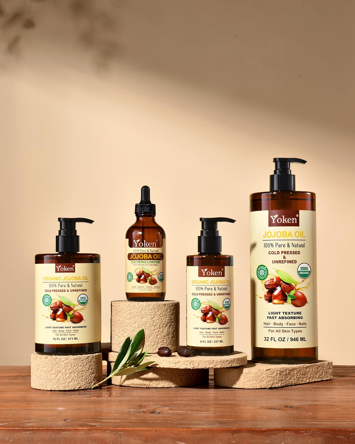 Yoken USDA Organic Jojoba Oil Cold Pressed 8 fl oz, 100% Pure & Natural Unrefined Jojoba Oil for Face Hair & Skin Massage, Hexane Free, Deeply Moisturizing Body Carrier oils Multi-Purpose Serum