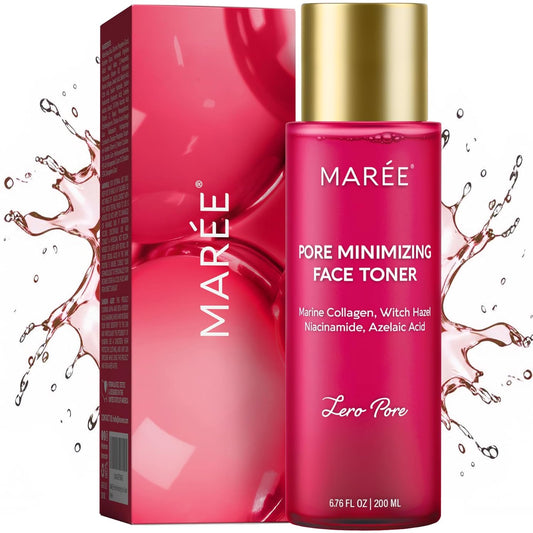 MAREE Pore Minimizer for Face Toner – Witch Hazel Toner with Niacinamide & Marine Collagen – Gentle Exfoliating Oil Control Facial Toner for Women – BHA Liquid Exfoliant – Alcohol Free Tonico Facial