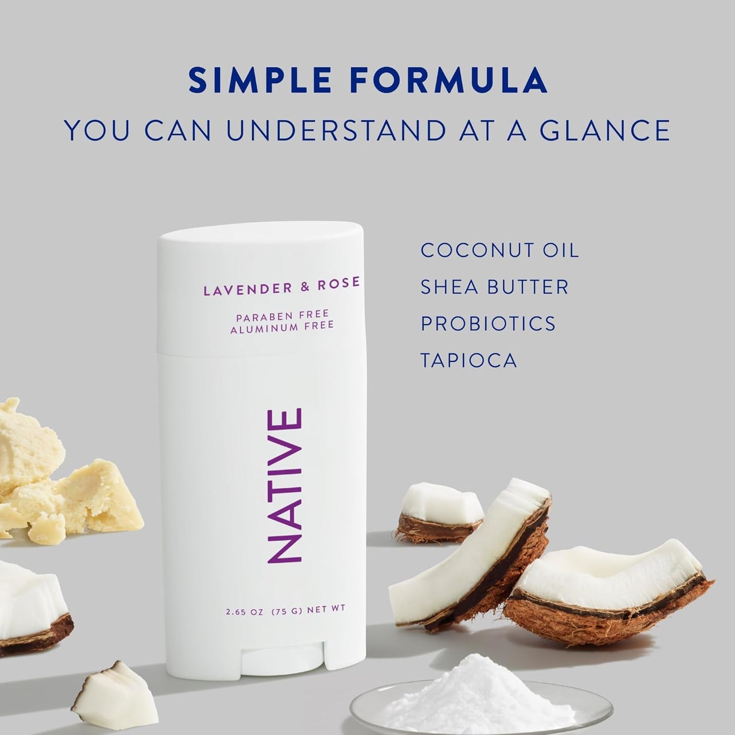 Native Deodorant Contains Naturally Derived Ingredients, 72 Hour Odor Control | Deodorant for Women and Men, Aluminum Free with Baking Soda, Coconut Oil and Shea Butter | Lavender & Rose, 2-Pack