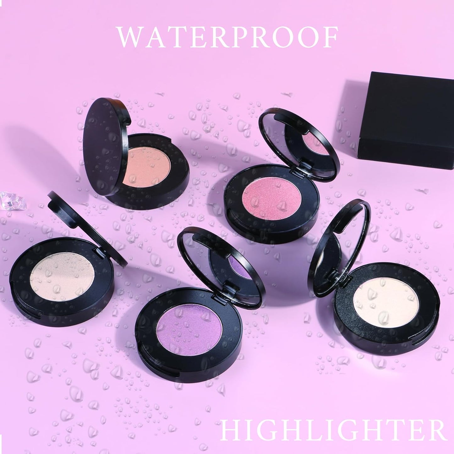 Face Highlighter Powder Palette, Glossy Glitter Illuminator Powder, Shimmer Shades for Face Highlighter Makeup, Highly Pigmented Natural Shiny Highlight Makeup Illuminator Highlighter 4