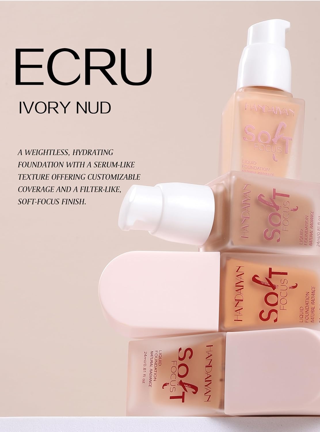 Soft Focus Deep Liquid Concealer Foundation, Hydrating High Coverage Liquid Foundation, Waterproof Long Lasting 24h Full Coverage Matte Finish, Lightweight Liquid Concealer for Women, 08