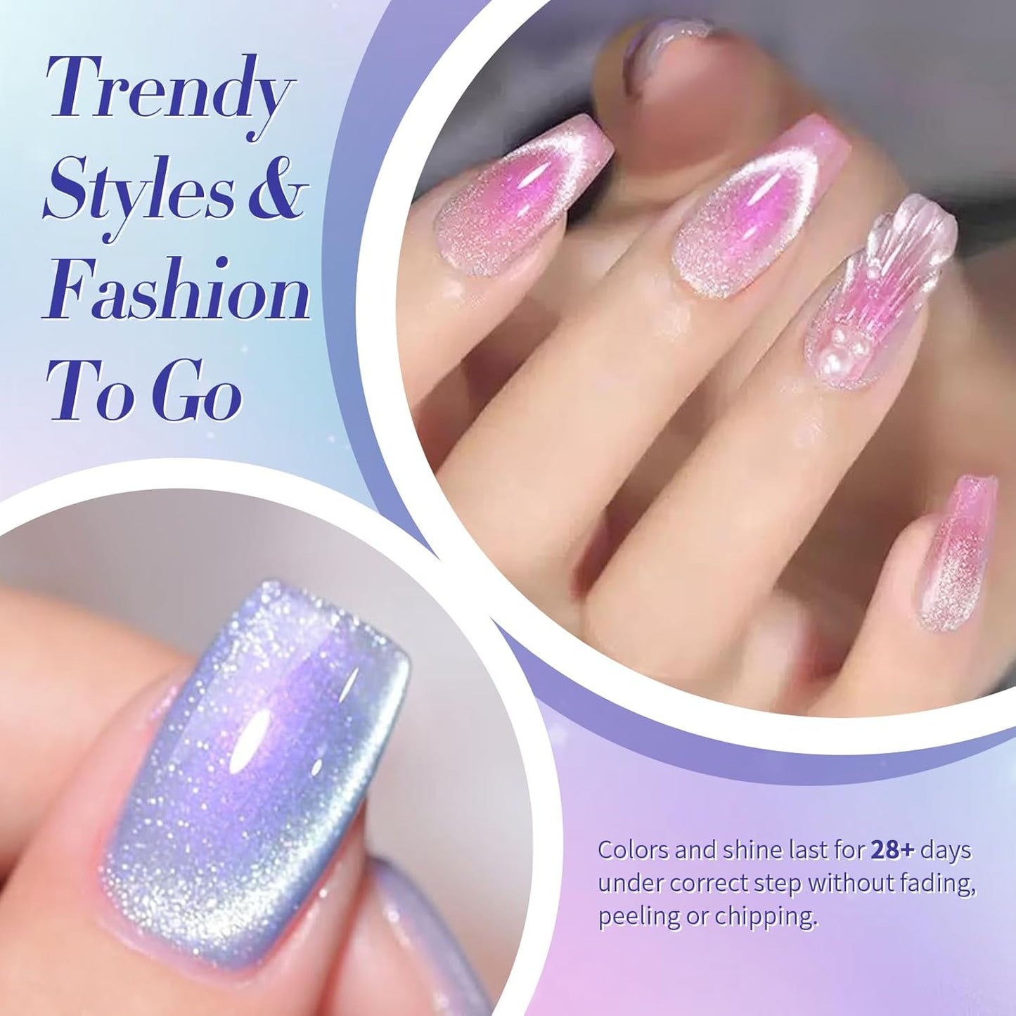 Born Pretty Auroras Cat Magnetic Eye Gel Nail Polish Set Shimmer Glitter with Magnet 9D Holographic Reflective Magnetic Nail Polish Kit Auroras Mermaid Green Blue Purple Pink Purple 6 Colors