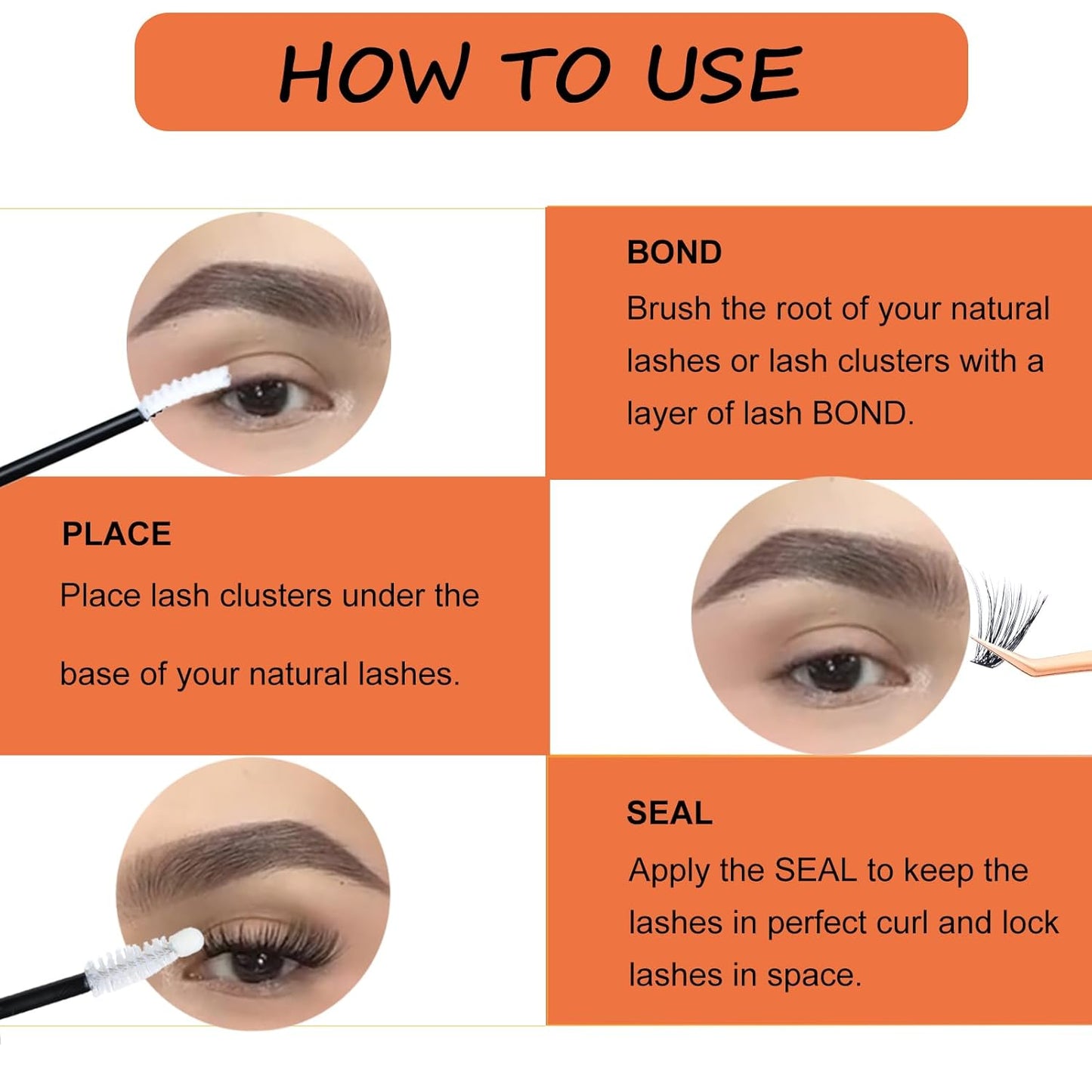 Lash Clusters Kit DIY Lash Extension Kit Eyelash Clusters with Lash Bond and Seal Waterproof Lash Glue Remover Tweezers Brush Cluster Eyelash Extensions Kit (Set 40D-0.07D-Mix8-16)