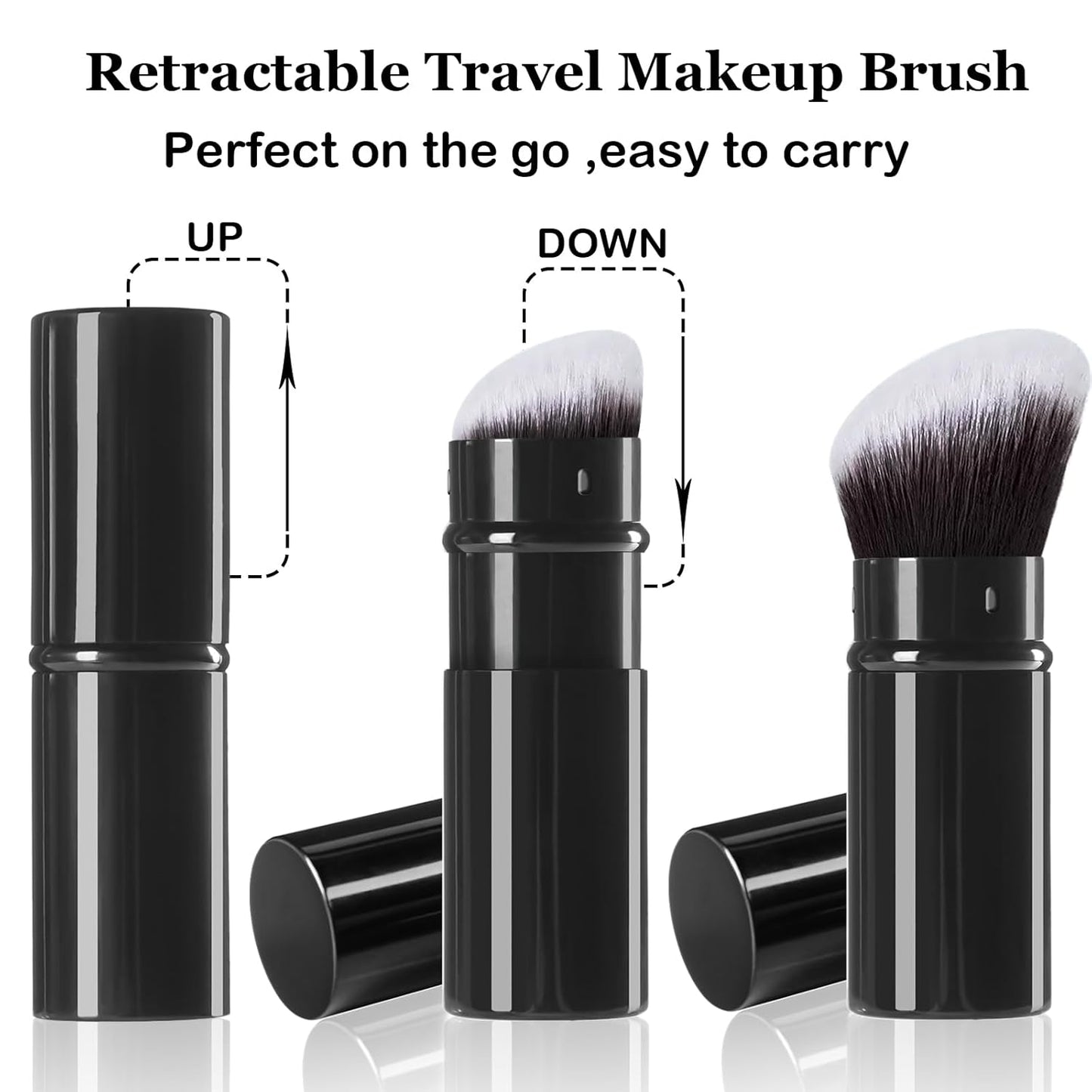 Retractable Kabuki Makeup Brush,Angle Blush Brushes Powder Foundation Makeup Brush for Blending Liquid, Blush, Bronzer, Buffing, Sunscreen,Flawless Cosmetics