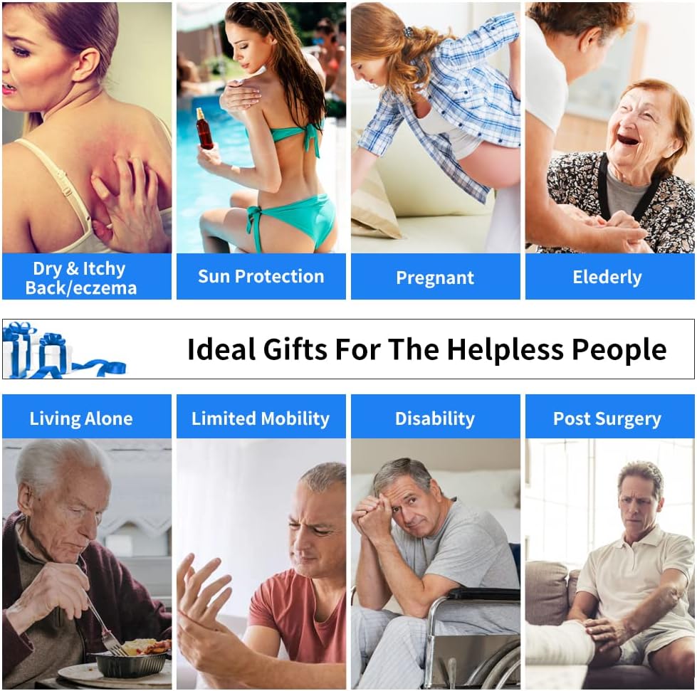 Eyxformula 2 Pcs Back Lotion Applicator with Long Handle & 2 Replacement Pads for Self-Tanning, Sunscreen, Cream, Moisturizer – Easy Reach Body Lotion Applicator for Back, Feet & Hard-to-Reach Areas