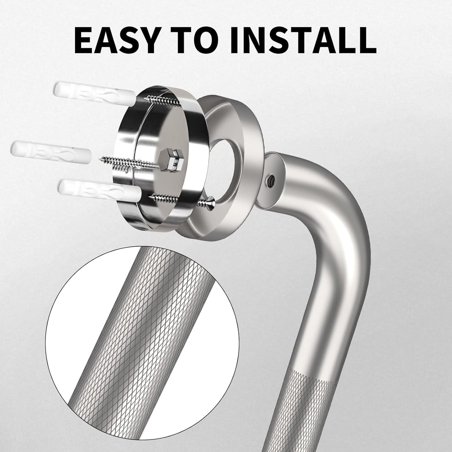 36 Inch Anti Slip Shower Grab Bar, Munzong 2 Pack Brushed Nickel Bathroom Grab Bar, Knurled Bathroom Balance Bar,Safety Hand Rail Support Handicap Elderly Injury Senior Assist Bath Handle